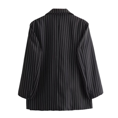 OL Temperament Commute Vertical Striped Suit European And American Female Suit Coat